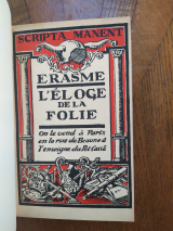 ÉRASME. HOLBEIN (ill.) L\'Éloge de la Folie. Paris, À l\'enseigne du Pot Cassé, Scripta Manent, 1926. Relié