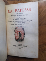 CASTI, Giovanni Battista (L\'Abbé). La Papesse. Nouvelle en trois parties et en vers. Isidore Liseux, 1878. Maroquin mosaïqué