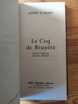 Arnim, Achim (Von). Le Coq de Bruyère. Traduit et adapté par Michel Arnaud. Eric Losfeld, Le Terrain vague, 1970. Relié